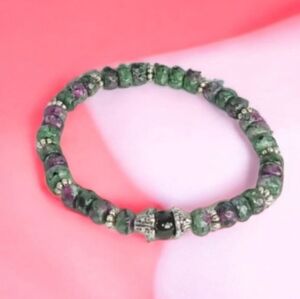 Ruby Zoisite & Obsidian Mala Bracelet Y2K  Lower East Side Egirl New Age Grunge